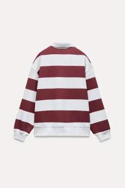 ZARA Winter Layersnew|Sweatshirts / Joggers^SWEATSHIRT GOLA DE POLO UNIVERSITÁRIA Borgonha