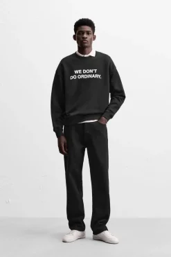 ZARA Sweatshirts^SWEATSHIRT MENSAGEM ESTAMPADA Preto