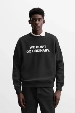 ZARA Sweatshirts^SWEATSHIRT MENSAGEM ESTAMPADA Preto