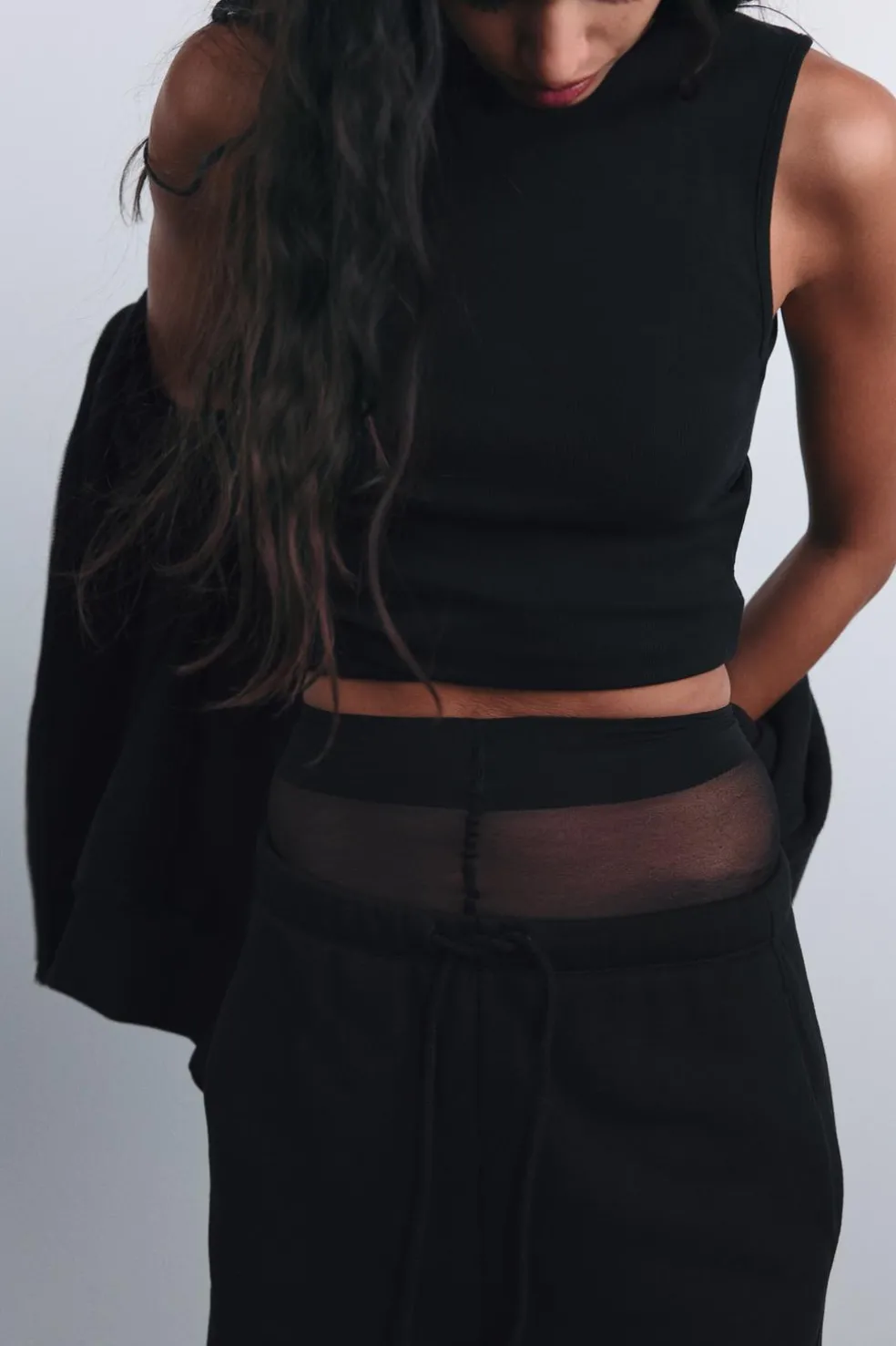 ZARA Winter Layersnew|Sweatshirts / Joggers^SWEATSHIRT OVERSIZE COM FECHO DE CORRER Preto