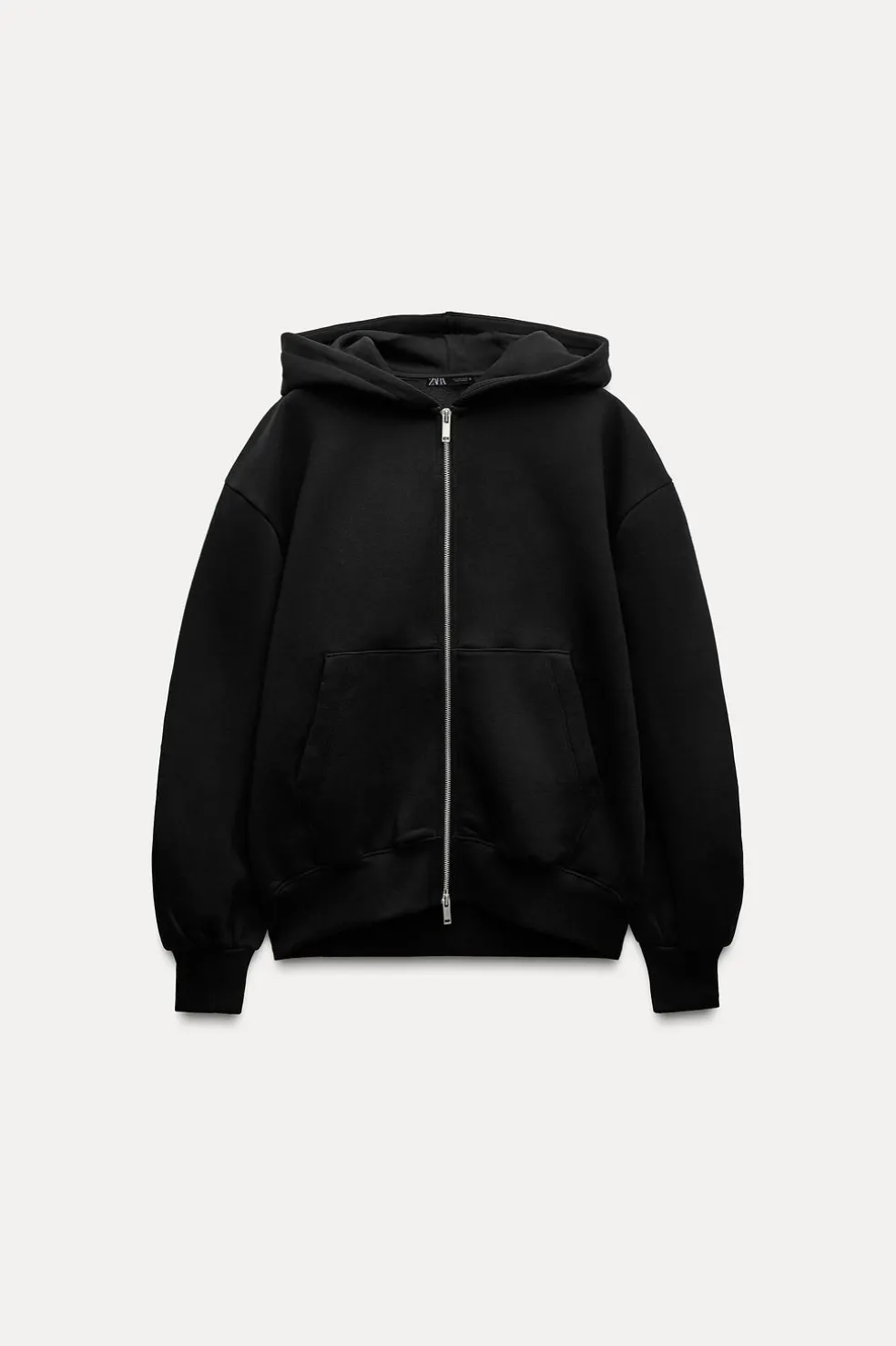 ZARA Winter Layersnew|Sweatshirts / Joggers^SWEATSHIRT OVERSIZE COM FECHO DE CORRER Preto