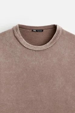 ZARA Sweatshirts^SWEATSHIRT OVERSIZE COM LAVAGEM Avermelhado