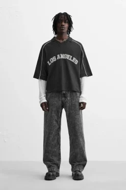 ZARA T-Shirts|Polos^SWEATSHIRT POLO COM MENSAGEM A CONTRASTAR Preto