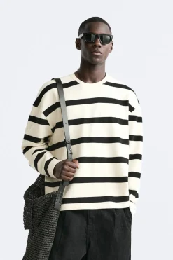 ZARA Sweatshirts^SWEATSHIRT ÀS RISCAS Azul / Branco