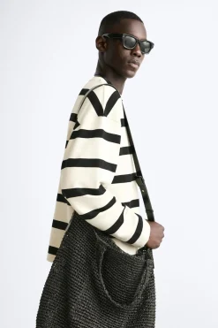 ZARA Sweatshirts^SWEATSHIRT ÀS RISCAS Azul / Branco