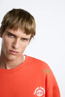 ZARA Sweatshirts^SWEATSHIRT SALPICADO COM MENSAGENS Vermelho