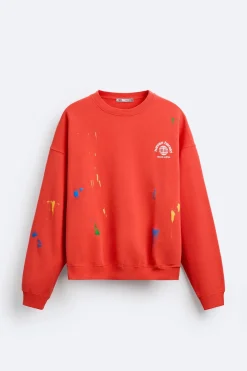 ZARA Sweatshirts^SWEATSHIRT SALPICADO COM MENSAGENS Vermelho