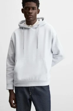 ZARA Sweatshirts^SWEATSHIRT SOFT CAPUZ Azul-claro