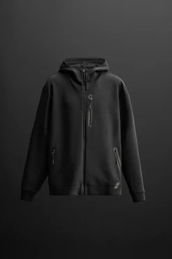 ZARA Sweatshirts^SWEATSHIRT TÉCNICA COM FECHOS DE CORRER Preto