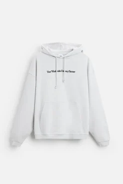 ZARA Sweatshirts^SWEATSHIRT TEXTO BORDADO Cinzento