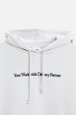 ZARA Sweatshirts^SWEATSHIRT TEXTO BORDADO Cinzento
