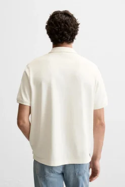 ZARA T-Shirts|Polos^TEXTURED PIQUÉ POLO SHIRT Branco-marfim
