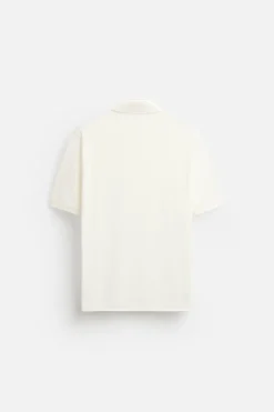 ZARA T-Shirts|Polos^TEXTURED PIQUÉ POLO SHIRT Branco-marfim