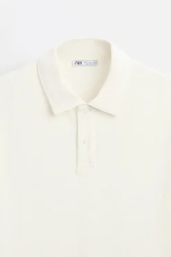 ZARA T-Shirts|Polos^TEXTURED PIQUÉ POLO SHIRT Branco-marfim