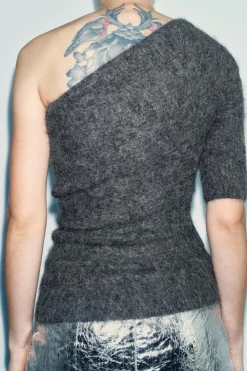 ZARA Cardigan / Camisolas|Malha^TOP ASSIMÉTRICO DE MALHA COM ALPACA Cinzento