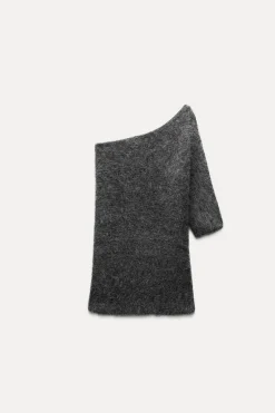 ZARA Cardigan / Camisolas|Malha^TOP ASSIMÉTRICO DE MALHA COM ALPACA Cinzento