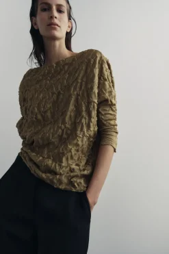 ZARA Tops / Bodies^TOP ASSIMÉTRICO MALHA Dourado