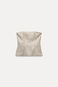 ZARA Tops / Bodies^TOP COM DECOTE CAICAI E BRILHOS Cava