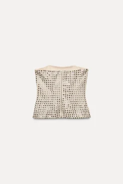 ZARA Tops / Bodies^TOP COM DECOTE CAICAI E BRILHOS Cava