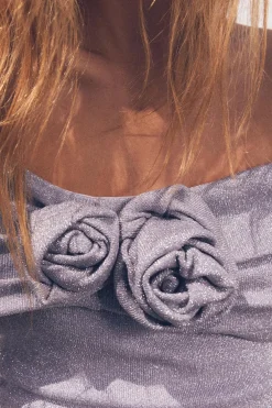 ZARA Tops / Bodies^TOP COM FIO METALIZADO E FLORES EM RELEVO Lilás