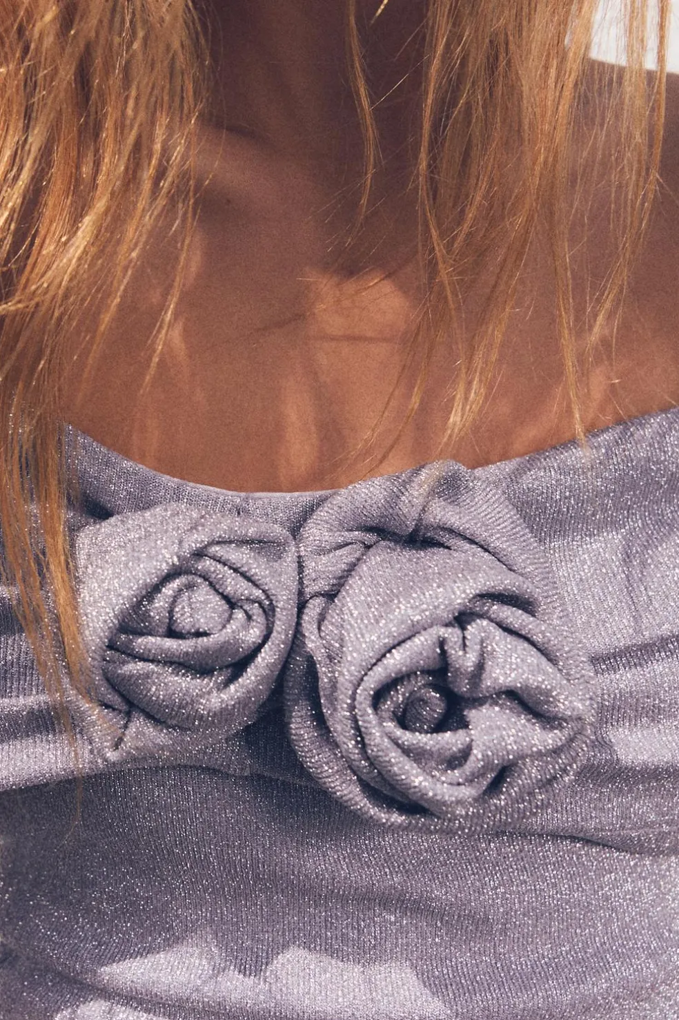 ZARA Tops / Bodies^TOP COM FIO METALIZADO E FLORES EM RELEVO Lilás