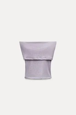 ZARA Tops / Bodies^TOP COM FIO METALIZADO E FLORES EM RELEVO Lilás