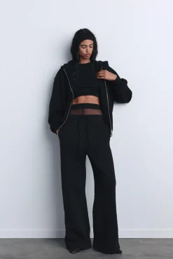 ZARA Winter Layersnew|Sweatshirts / Joggers^TOP COM NERVURAS E ABERTURA NAS COSTAS Preto
