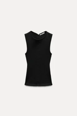 ZARA Winter Layersnew|Sweatshirts / Joggers^TOP COM NERVURAS E ABERTURA NAS COSTAS Preto