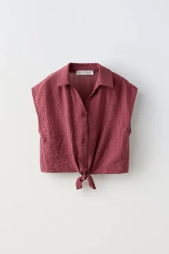 TOP COM TEXTURA E NÓ-ZARA Fashion