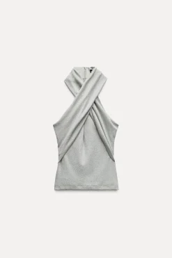 ZARA Tops / Bodies^TOP CRUZADO FIO METALIZADO Prata