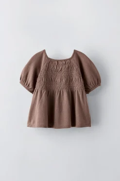 TOP DE MALHA COM BORDADOS E FAVOS DE MEL-ZARA Store