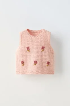 TOP DE MALHA COM FLORES-ZARA Flash Sale
