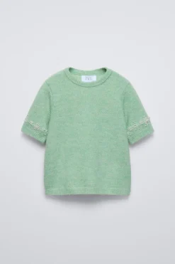 TOP DE MALHA COM JOIAS-ZARA Store