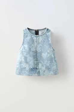 TOP DENIM FLORES-ZARA Fashion