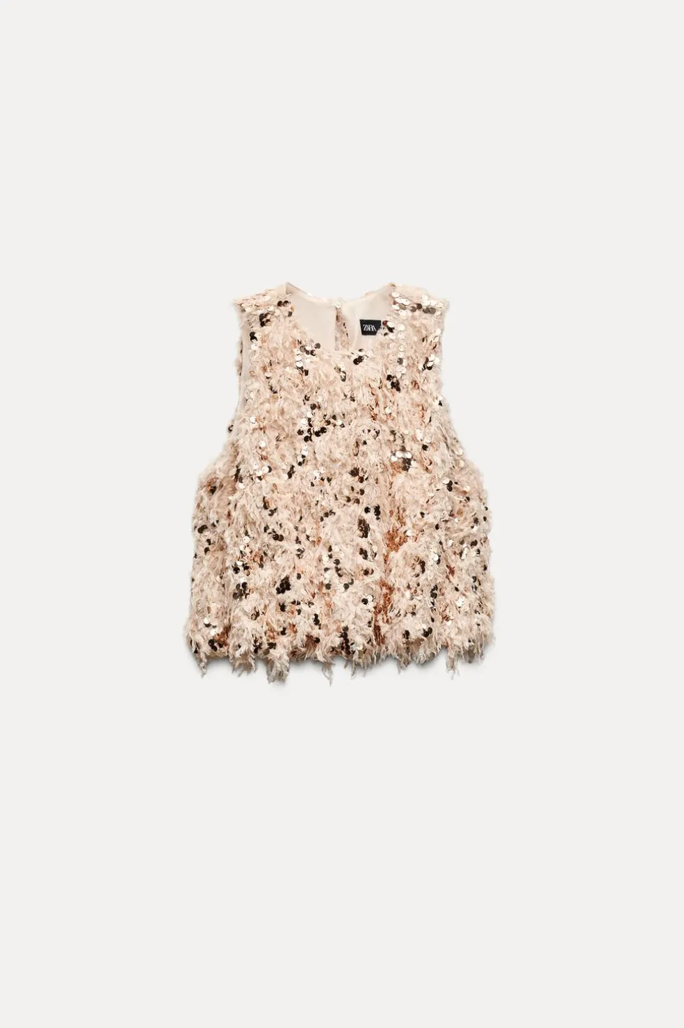 ZARA Tops / Bodies^TOP DESFIADO COM LANTEJOULAS rosa-bege