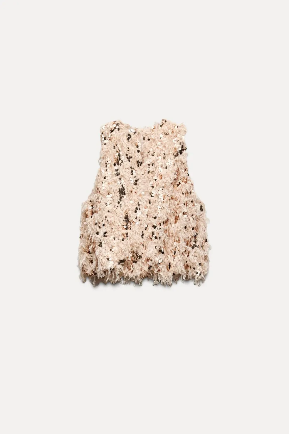 ZARA Tops / Bodies^TOP DESFIADO COM LANTEJOULAS rosa-bege