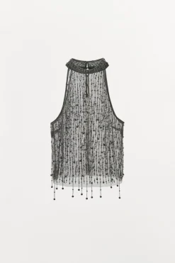 ZARA Tops / Bodies|Lingerie^TOP HALTER COM FRANJAS E MISSANGAS Prata