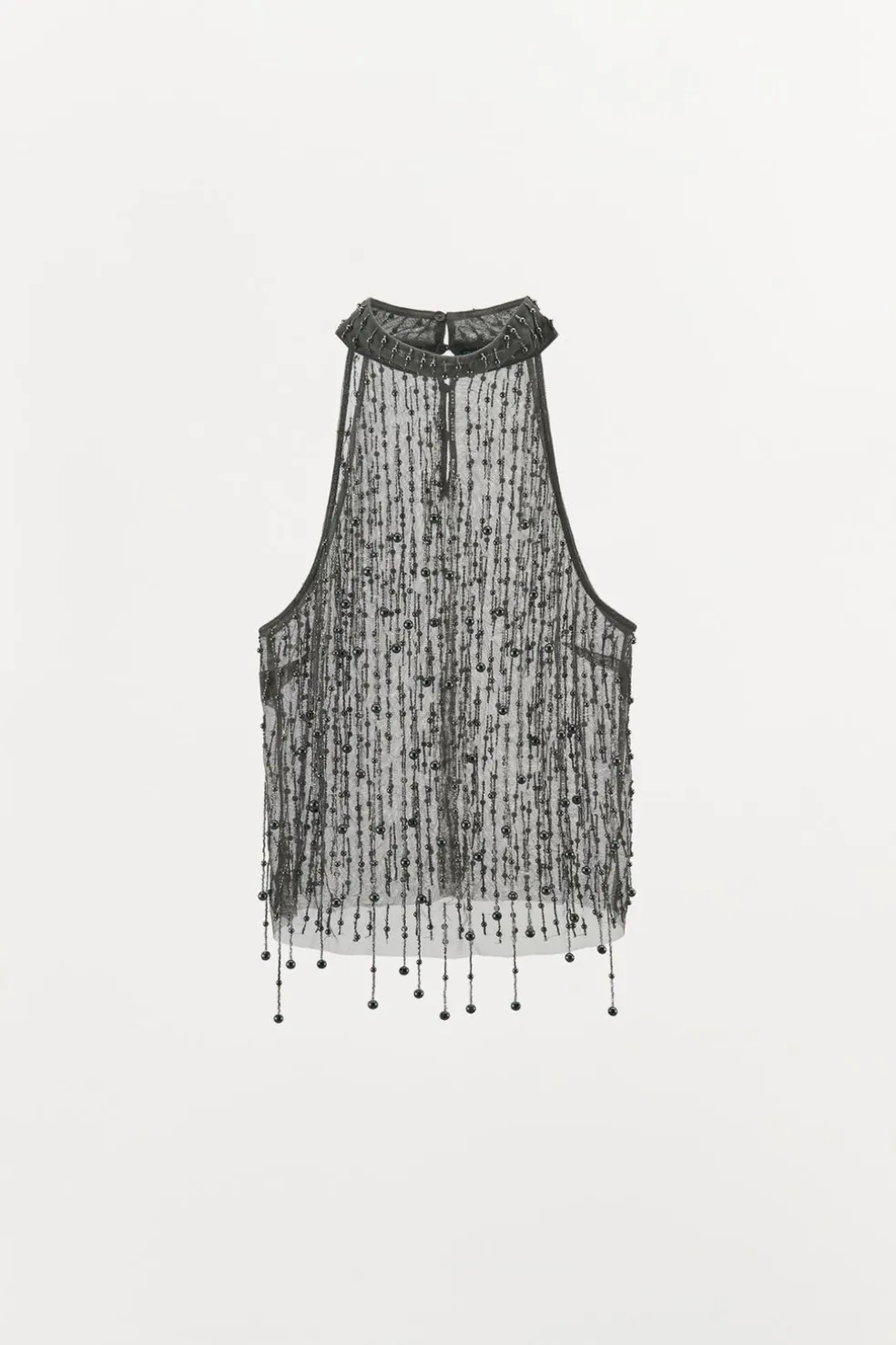 ZARA Tops / Bodies|Lingerie^TOP HALTER COM FRANJAS E MISSANGAS Prata