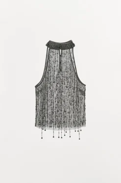 ZARA Tops / Bodies|Lingerie^TOP HALTER COM FRANJAS E MISSANGAS Prata