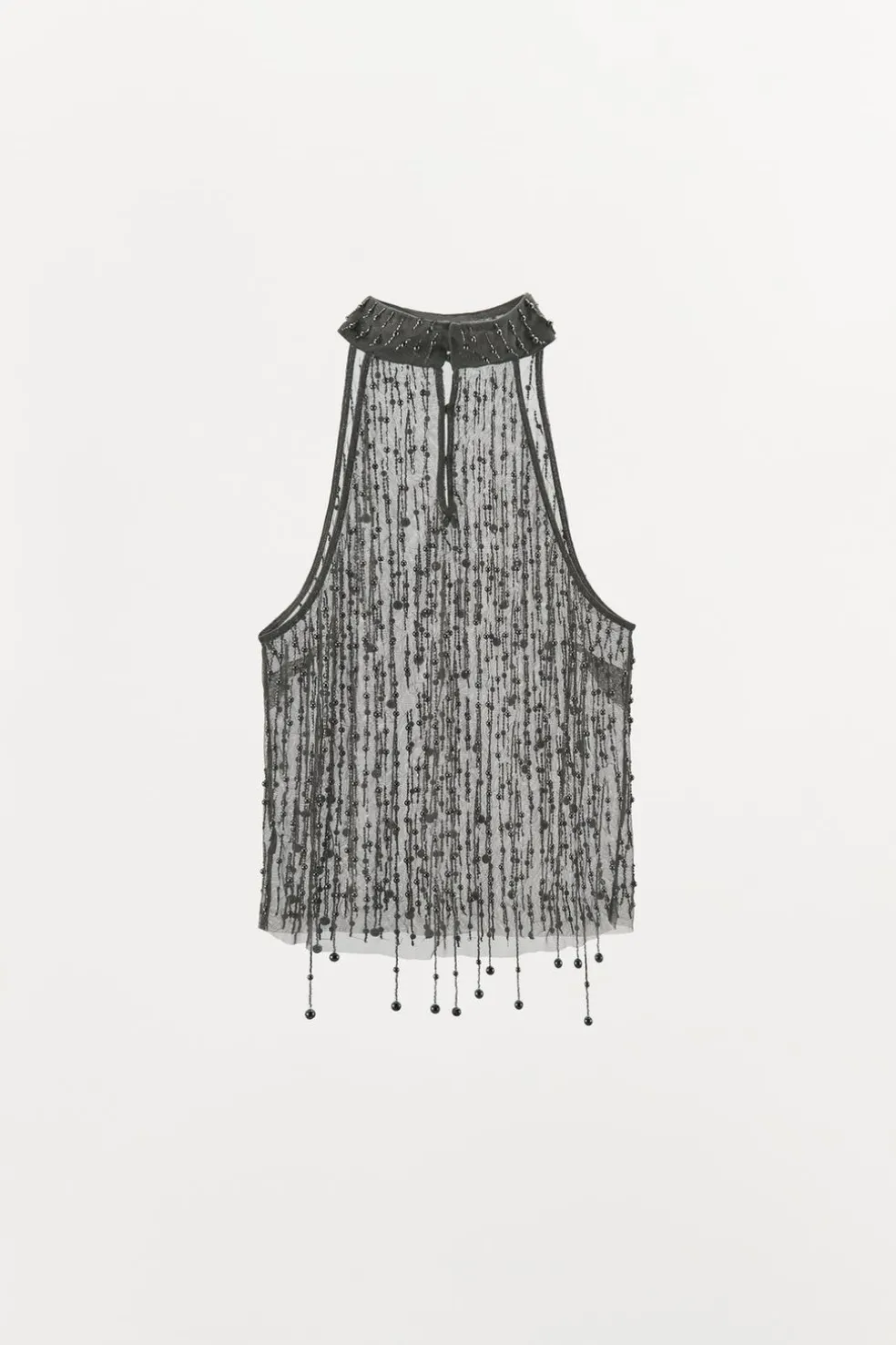 ZARA Tops / Bodies|Lingerie^TOP HALTER COM FRANJAS E MISSANGAS Prata