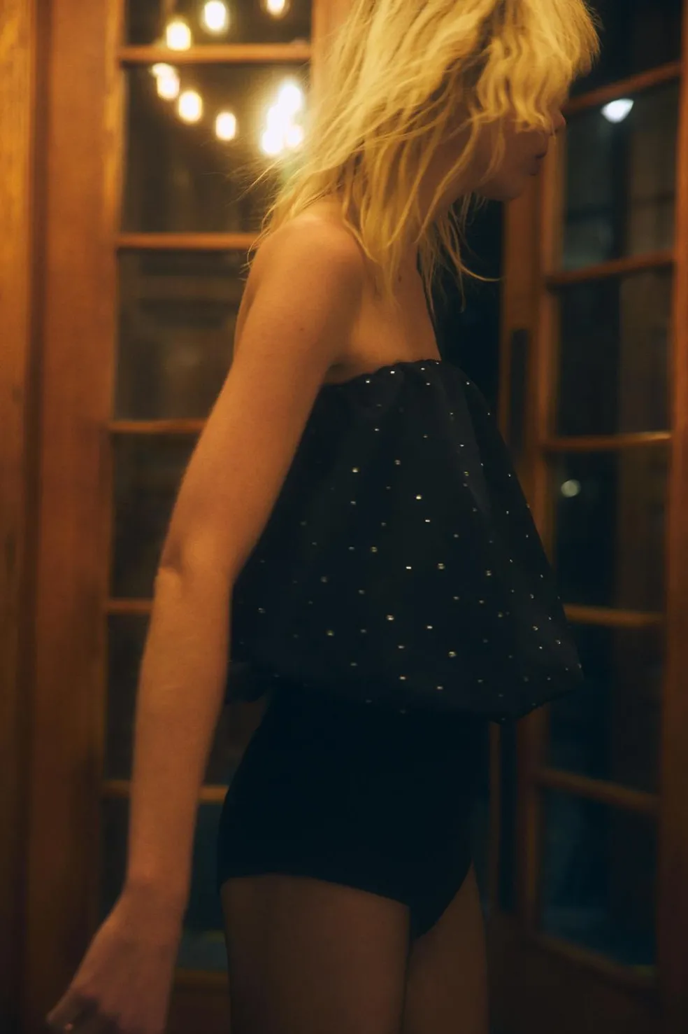 ZARA Tops / Bodies^TOP PALAVRA DE HONRA BALÃO COM STRASS Preto