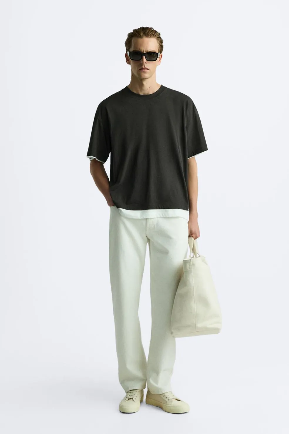 ZARA T-Shirts^TOP PARTE INFERIOR CONTRASTE Verde-escuro
