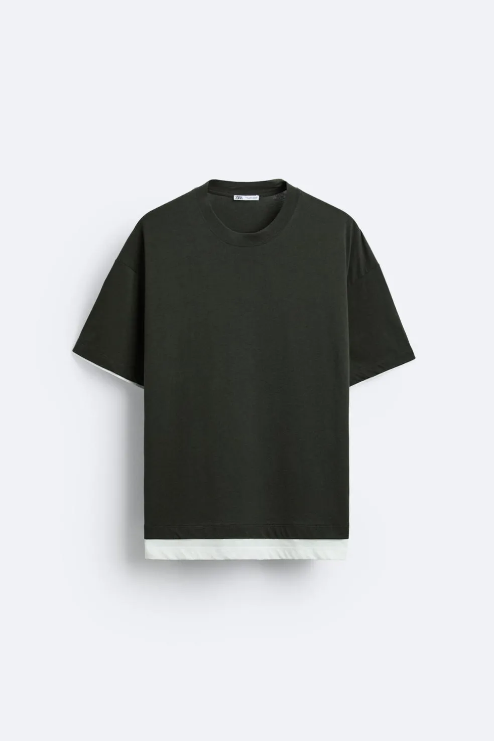 ZARA T-Shirts^TOP PARTE INFERIOR CONTRASTE Verde-escuro