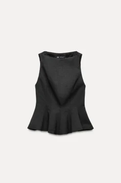 ZARA Tops / Bodies^TOP PEPLUM Cinzento-escuro