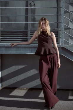 ZARA Tops / Bodies^TOP PEPLUM Beringela-escuro