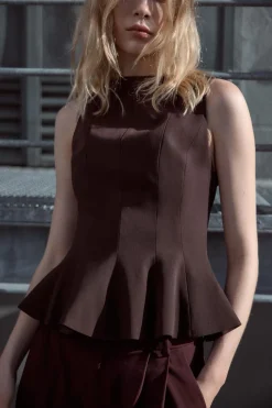ZARA Tops / Bodies^TOP PEPLUM Beringela-escuro