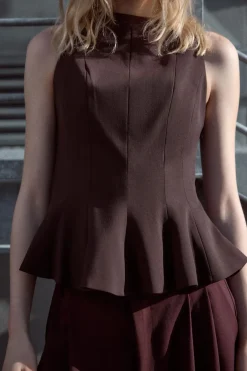 ZARA Tops / Bodies^TOP PEPLUM Beringela-escuro