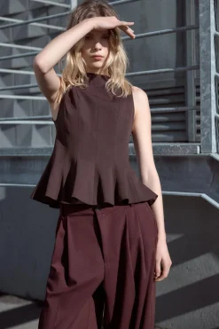 ZARA Tops / Bodies^TOP PEPLUM Beringela-escuro