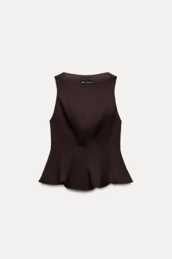 ZARA Tops / Bodies^TOP PEPLUM Beringela-escuro