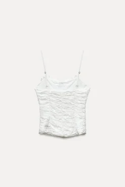 ZARA Tops / Bodies^TOP TIPO CORSET ÀS FLORES Branco-marfim